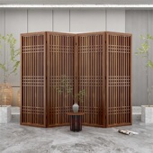 新中式 可折叠简易屏风隔断卧室遮挡玄关装 饰木质办公室隔断可移动
