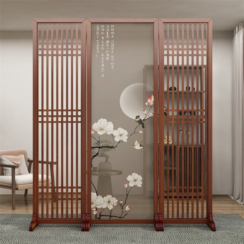 新中式屏风隔断客厅折叠移动木质中国风入户卧室镂空屏障分割神器