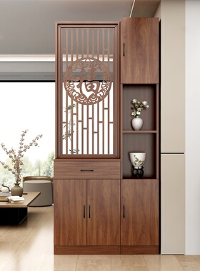 入户门聚财玄关柜福字屏风隔断客厅宋氏美学高级感实木隔断柜鞋柜