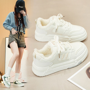 新款 休闲棉鞋 加绒小白鞋 学生增高运动板鞋 DY005 女ins韩版 2025冬季