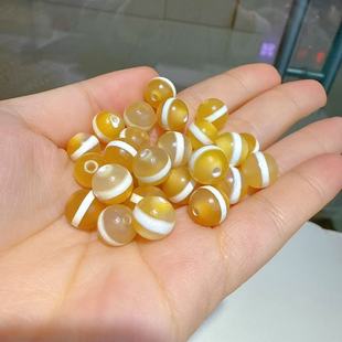 藏式黄色线药师天珠西藏文玩诵经念珠编织锁骨链隔珠DIY饰品配珠