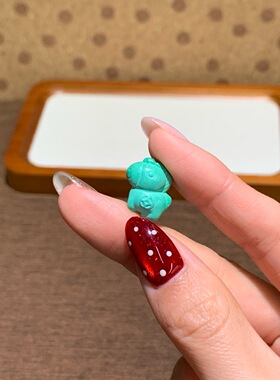 菱镁矿松石小马上有钱diy配件编织手绳项链文玩屁桃佛珠手串挂件