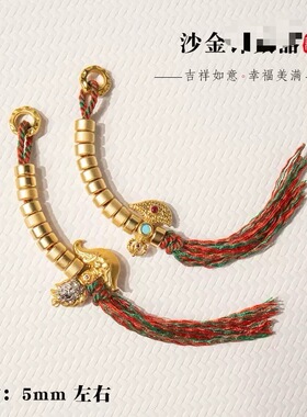 藏式沙金记子5mm金刚铃杵吊坠手拨108颗星月菩提佛珠记数卡子挂件