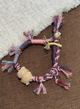 原创设计象牙果草莓熊双层编织手绳小众夏季流行风小众饰品礼物