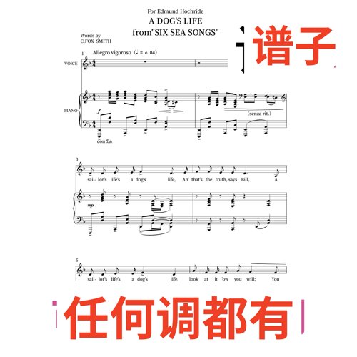 7F For Edmund Hochride A DOG'S LIFE fromSIX SE伴奏谱正谱声乐
