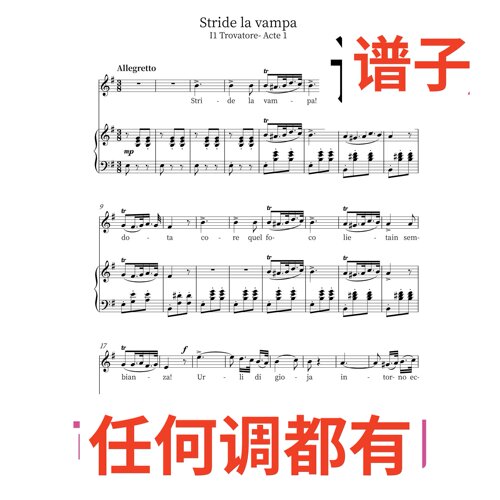 stride la vampa 5G伴奏谱正谱声乐