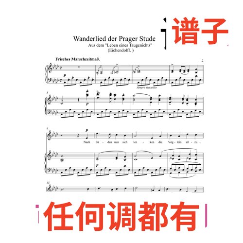 8bA Wanderlied der伴奏谱正谱声乐