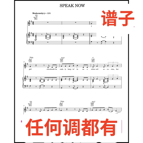 Speak_now 9G伴奏谱正谱声乐
