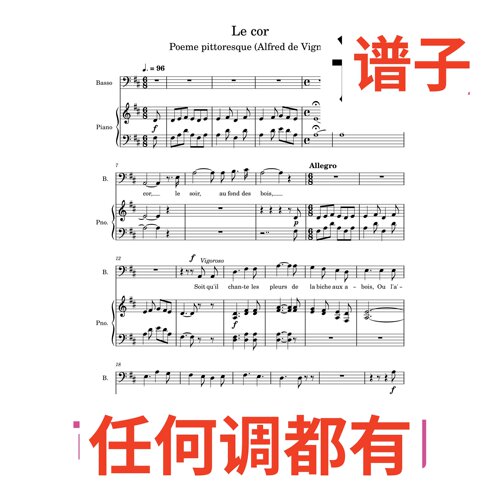 号角 Le_Cor__Ange_Flgier_Le_cor 7D伴奏谱正谱声乐