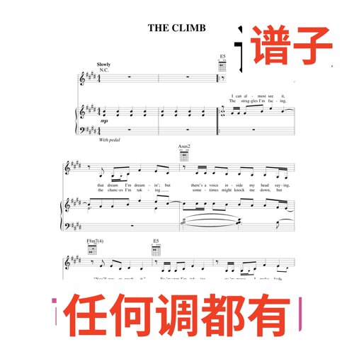 6E Miley Cyrus the Climb伴奏谱正谱声乐