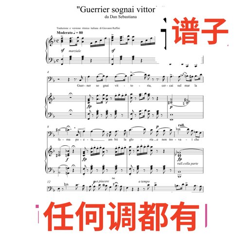 Guerrier sognai vittoria 4F伴奏谱正谱声乐