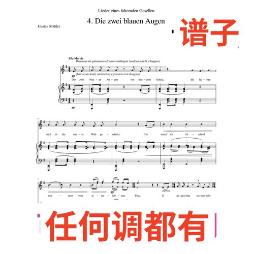 Die zwei blauen augen G4伴奏谱正谱声乐