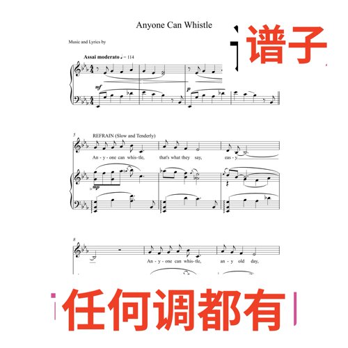Anyone can whistle 4页bE伴奏谱正谱声乐