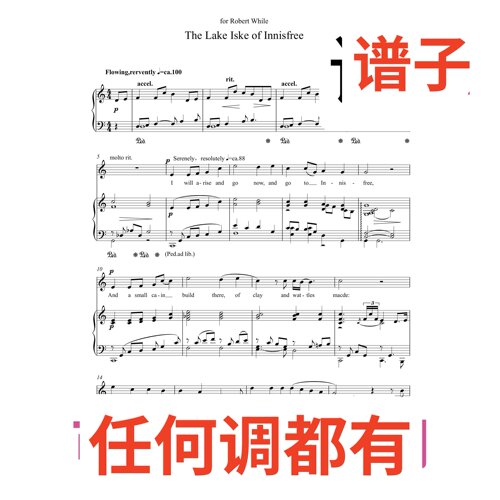 The Lake Iske of Innisfree 4页C伴奏谱正谱声乐