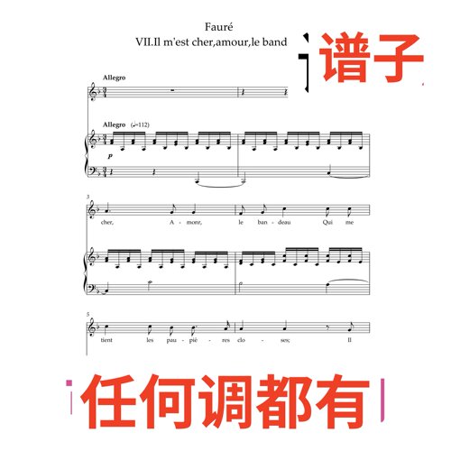07 m'est cher,amour,le bandeau 6F伴奏谱正谱声乐