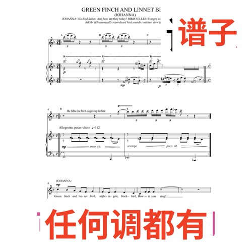 green finch and linnet bird Sweeny Todd 6页F伴奏谱正谱声乐