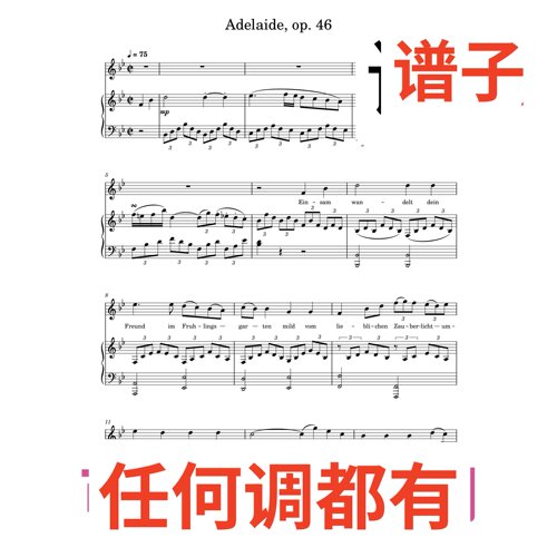 Beethoven_-_Adelaide 11bB伴奏谱正谱声乐
