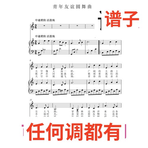 正谱C 青年友谊圆舞曲 2伴奏谱正谱声乐
