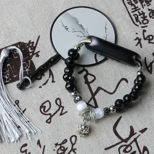 原创墨莲串珠手链适用小米手环10/8pro/9表带567华为9手环七八九