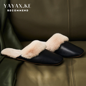 加绒保暖防滑牛筋底室内居家用防水pu皮拖鞋 棉拖鞋 女冬季 女士冬天