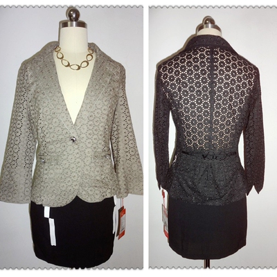 专柜正品镂空钩花纯棉修身小外套