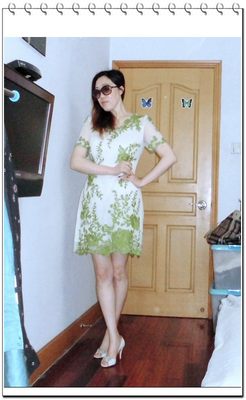 【特价】外贸原单 欧美大牌清新柔美草绿色精美刺绣网纱连衣裙