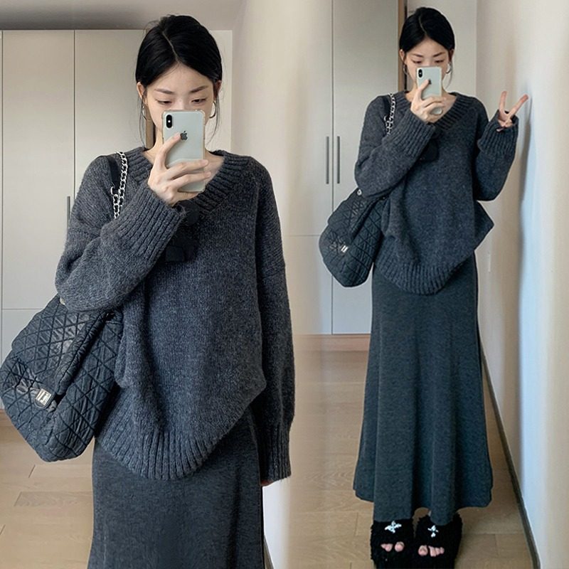 孕妇春秋装套装新款灰色不规则慵懒上衣针织衫秋冬季半身裙两件套,孕妇装/孕产妇用品/营养,套装,淘宝优惠券,粉丝福利购,淘宝优惠卷