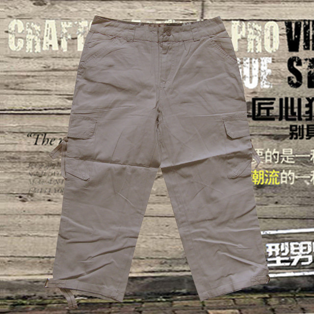 促銷港版休閑多袋七分褲 夏女裝/女士純棉直筒薄款工裝褲 淺卡其在類目 女裝/女士精品, 褲子, 休閒褲中 - 來自Buy2taobao.com提供專業的淘寶代購服務