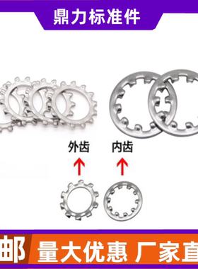 304GB862.1不锈钢齿形垫圈 外齿内齿防滑垫片菊花介子 平齿锁紧垫