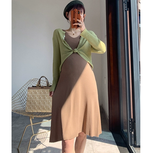 Модная летняя одежда для беременных, тонкий эластичный длинный кардиган, платье без рукавов, юбка, облегающий крой, длина миди, городской стиль