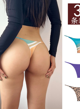 tback细带棉质丁字裤女纯欲性感无痕运动健身t字裤大码内裤胖mm