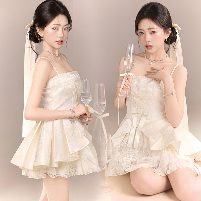 2026夏季影楼新款千金风抹胸公主蓬蓬裙生日派对少女艺术照摄影服