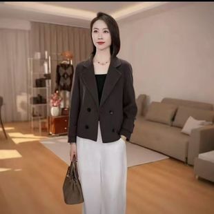 2025年秋冬新款双面羊毛羊绒大衣双排扣短款韩版时尚外套爆款