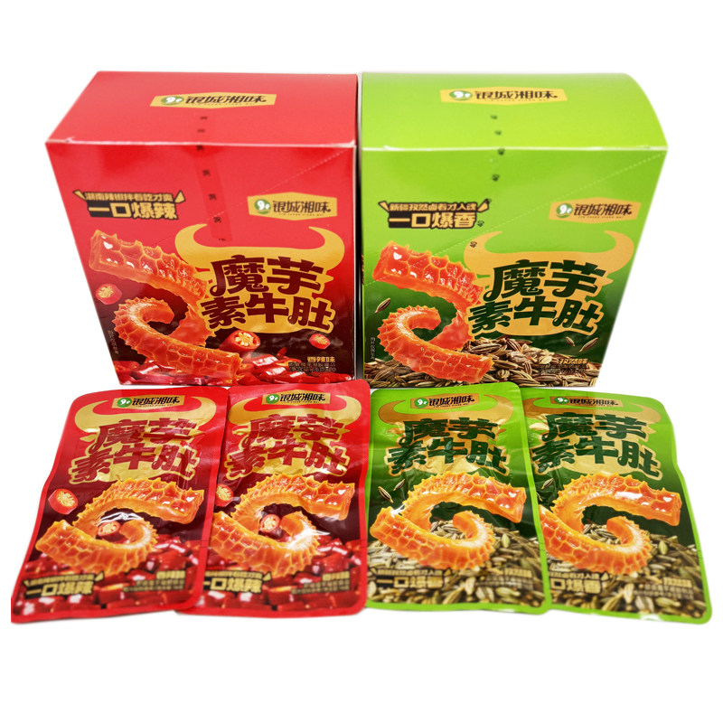银城湘味魔芋素牛肚孜然香辣味爆辣魔芋干湖南零食小吃即食小包盒