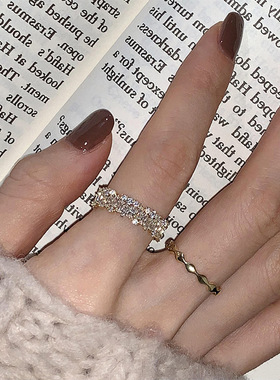 日韩风小众设计师锆石戒指女开口可调节简约时尚个性指环2026新款