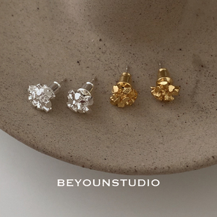 ZUORAN 碎金子碎银子不规则球球耳钉黄铜高级感时尚气质耳饰E32