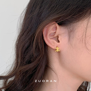 ZUORAN 法式celi风凯旋门耳环小众设计感高级感精致时尚气质耳扣