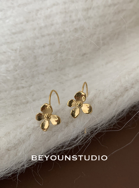 ZUORAN 《金桂》轻奢精致时尚金色桂花花朵耳环小众设计耳勾E38