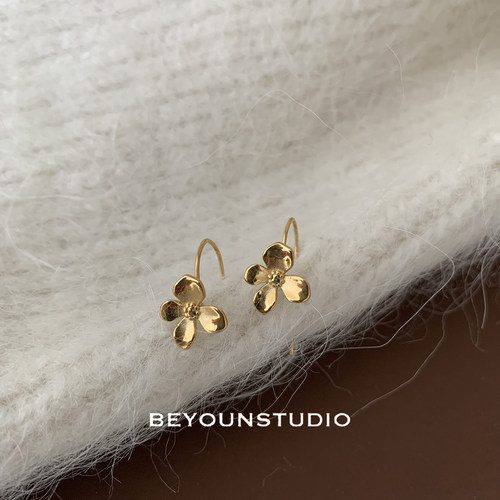 桂花花朵别样金色精致耳勾气质