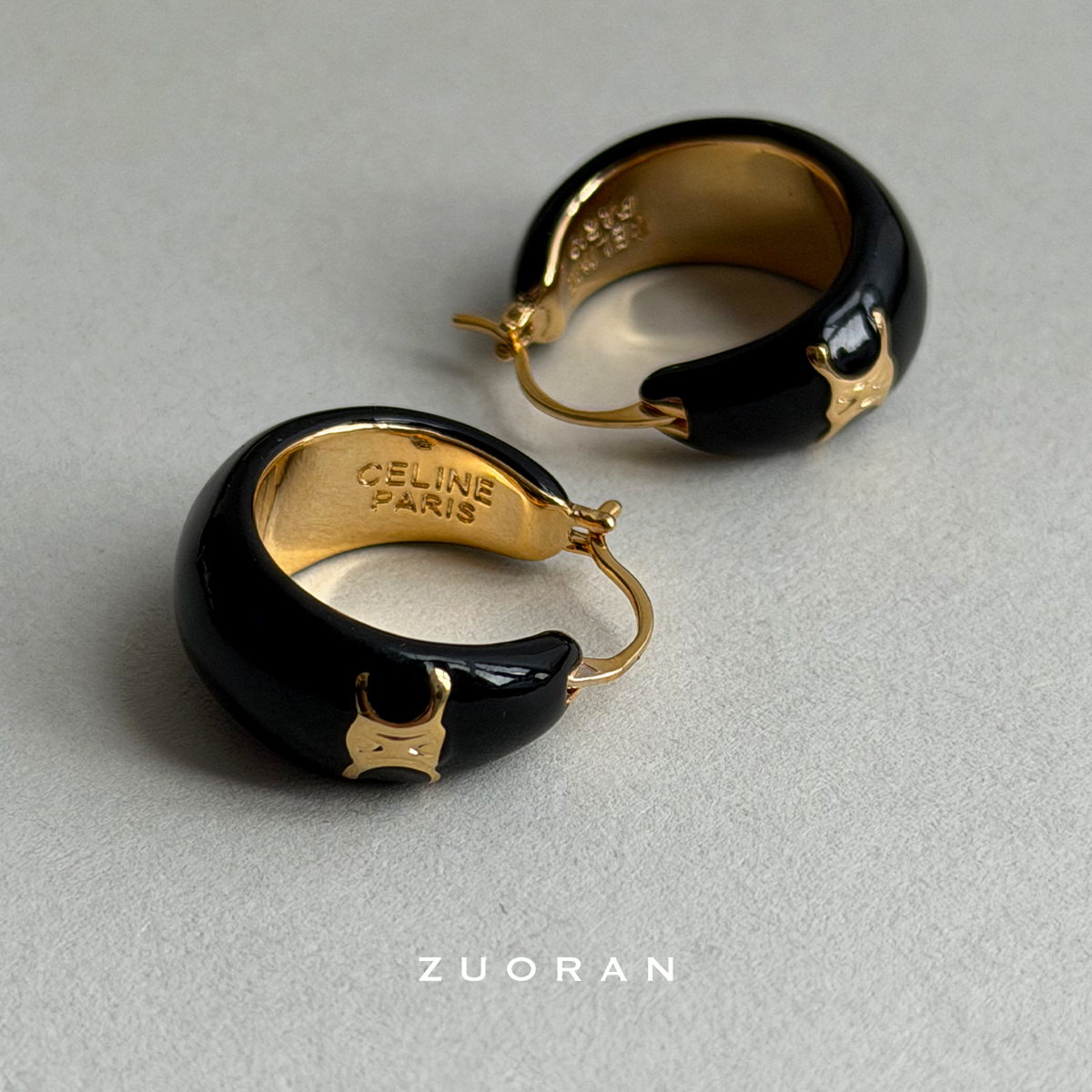 ZUORAN 黑金凯旋门celi风时尚高级感耳扣轻奢洋气精致气质耳环女