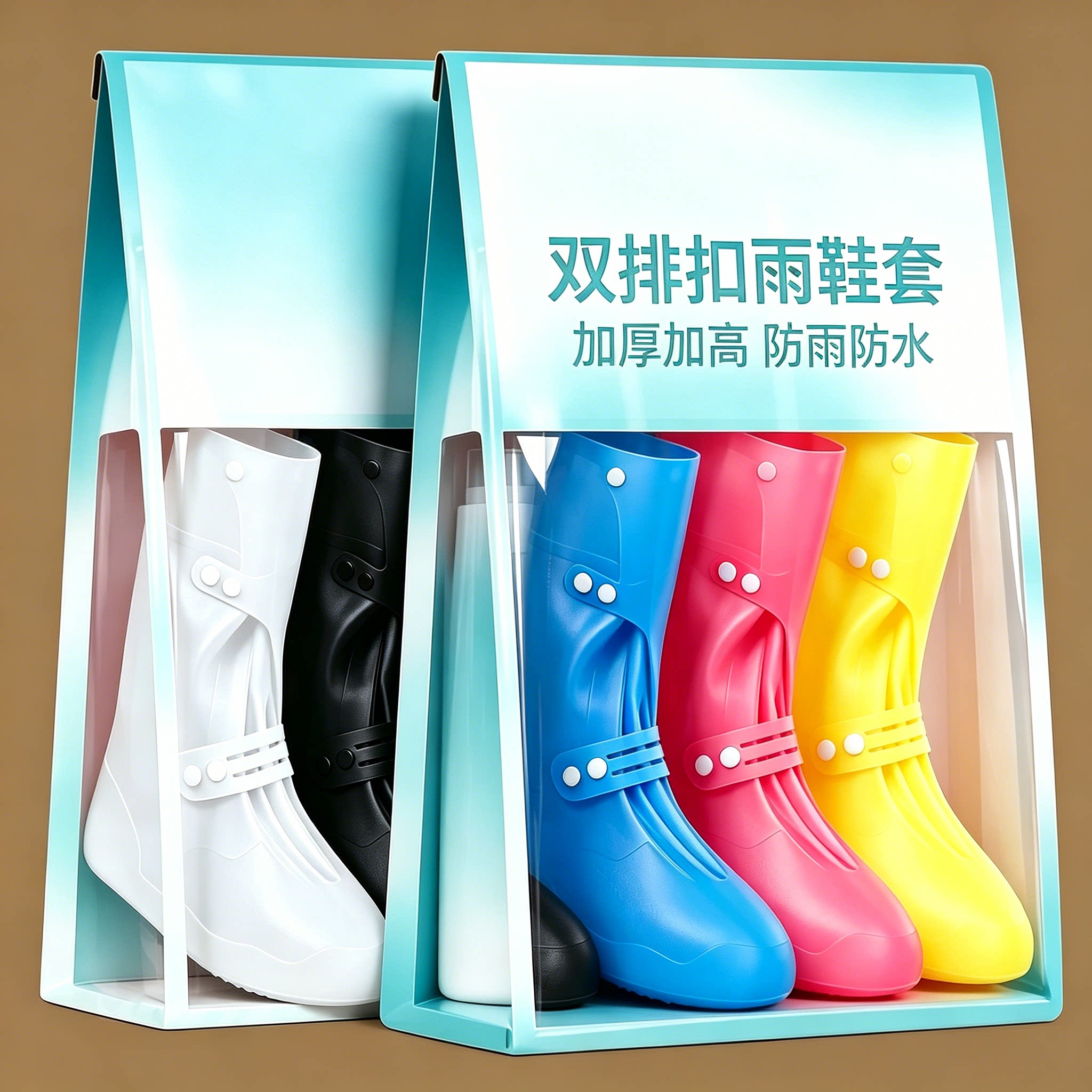 双排扣防雨鞋女款新款女士雨靴女款防水鞋中筒防滑厚底水靴劳保靴