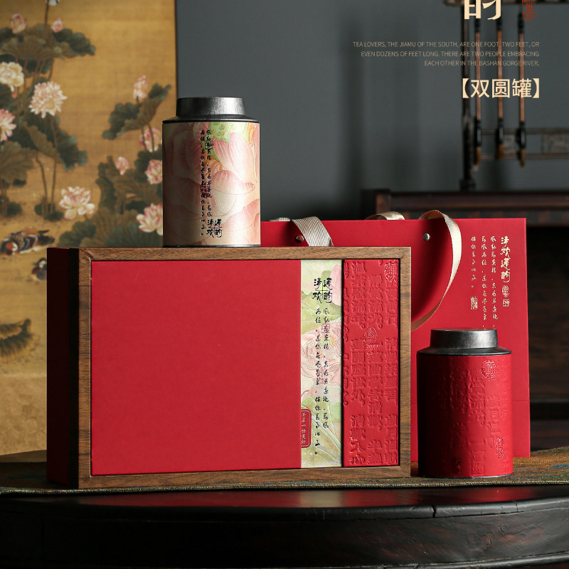 茶叶散茶双铁罐礼盒包装图片