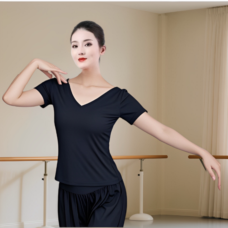 形体训练莫代尔舞蹈上衣练功服女