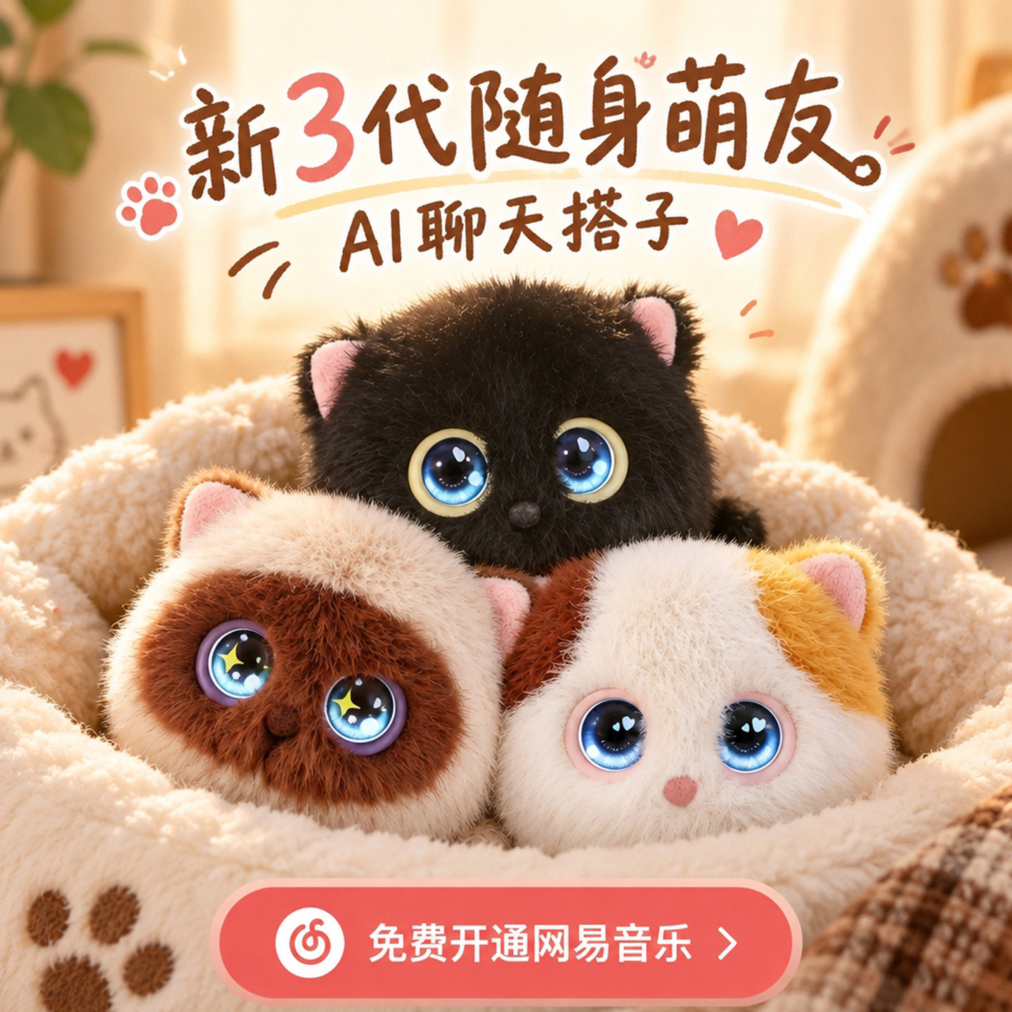 ai智能对话陪伴机器人玩具毛绒电子宠物小猫儿女孩送礼物童心聊天