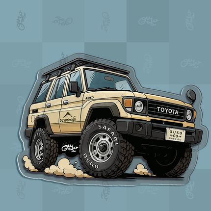 自制丰田 Land Cruiser LC车系主题复古经典车系列手绘插画冰箱贴