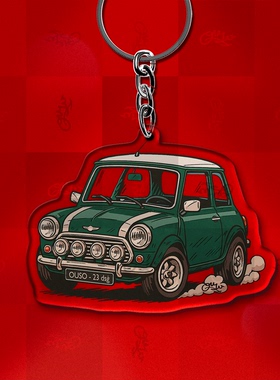 圣诞挂饰MINI复古宝马迷你牛津绿汽车亚克力钥匙扣创意包包配饰