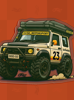 JIMNY吉姆尼越野车主题手绘插画冰箱贴车迷原创
