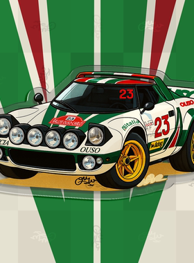 蓝旗亚LanciaStratosHF复古经典车系列手绘插画冰箱贴车迷原创