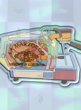 La Marzocco辣妈GS3侧面透明咖啡机插画原创设计冰箱贴咖啡机贴