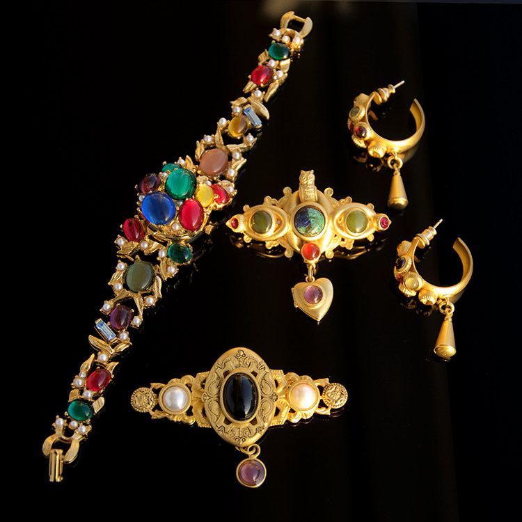 售罄aivintage NATASHA STAMBOULI 24k镀金天然半宝石维多利亚风